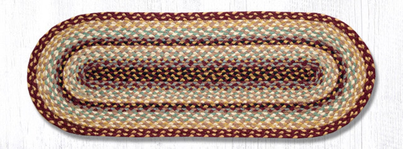 Earth Rugs C-357 Burgundy / Gray / Cream Jute Table Runner 13" x 36"
